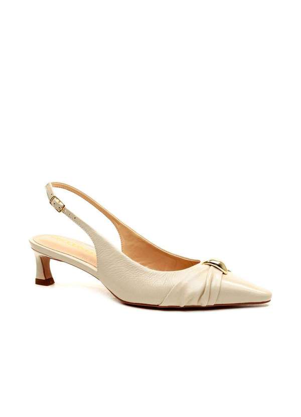 Cecconello - Slingback Couro Salto Baixo Cecconello 2639011-3 Off White 3