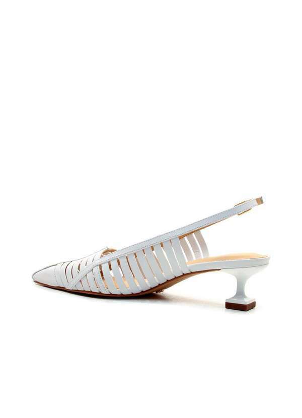 Cecconello - Slingback Couro Salto Baixo Cecconello 2777001-3 Branco 3
