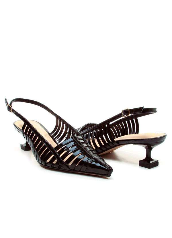 Cecconello - Slingback Couro Salto Baixo Cecconello 2777001-4 Preto 4