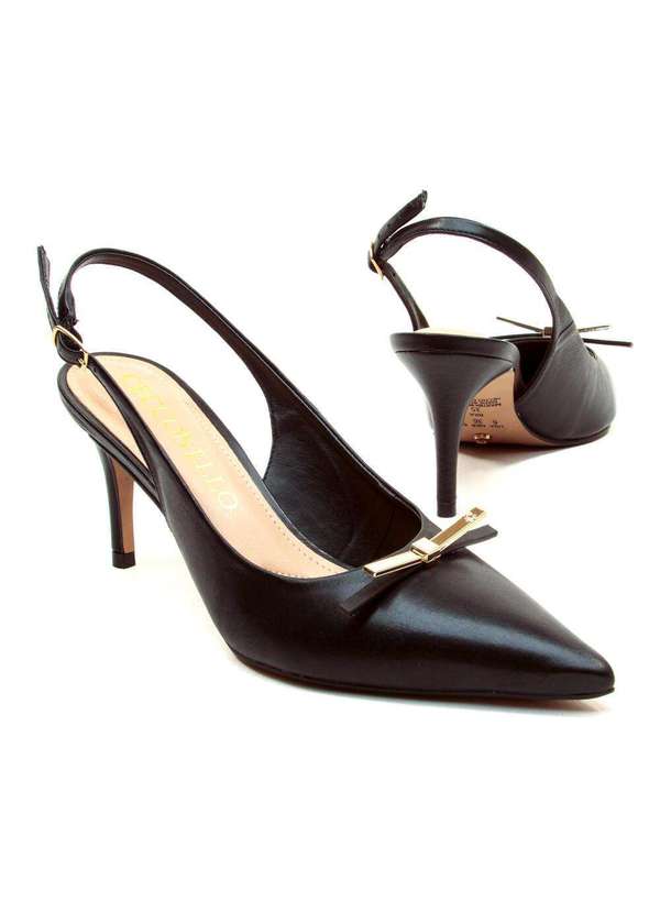 Cecconello - Slingback Couro Salto Médio Cecconello 2658009-4 Preto 4