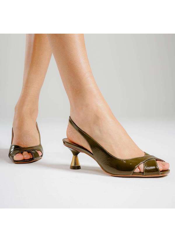 Cecconello - Slingback Couro Salto Baixo Cecconello 2705002-2 Verde 2