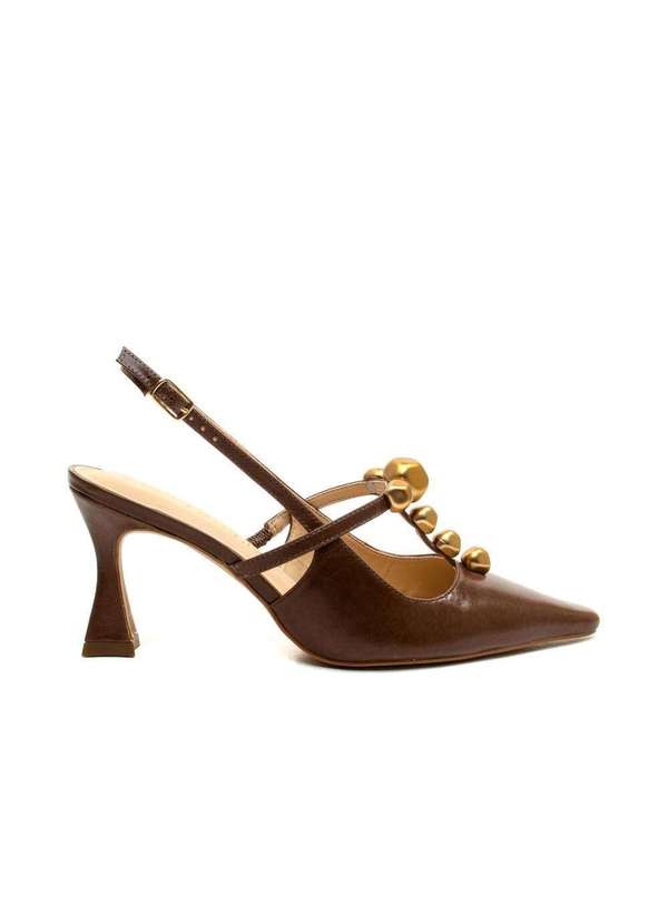 Cecconello - Slingback Couro Salto Médio Cecconello 2632011-1 Marrom