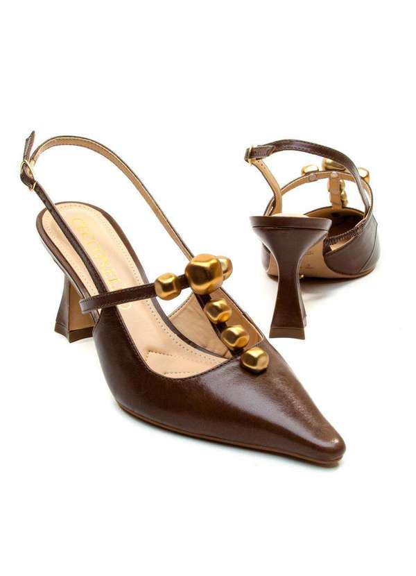 Cecconello - Slingback Couro Salto Médio Cecconello 2632011-1 Marrom 5