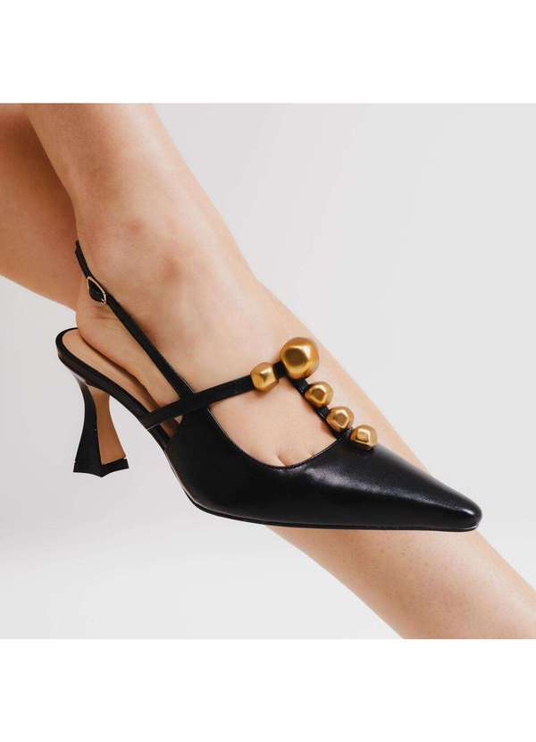 Cecconello - Slingback Couro Salto Médio Cecconello 2632011-3 Preto 2