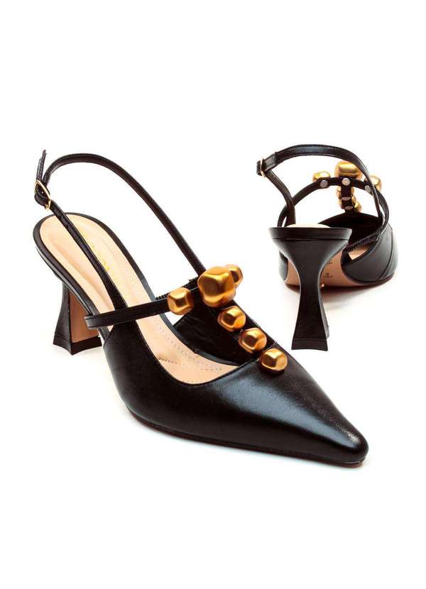 Cecconello - Slingback Couro Salto Médio Cecconello 2632011-3 Preto 5