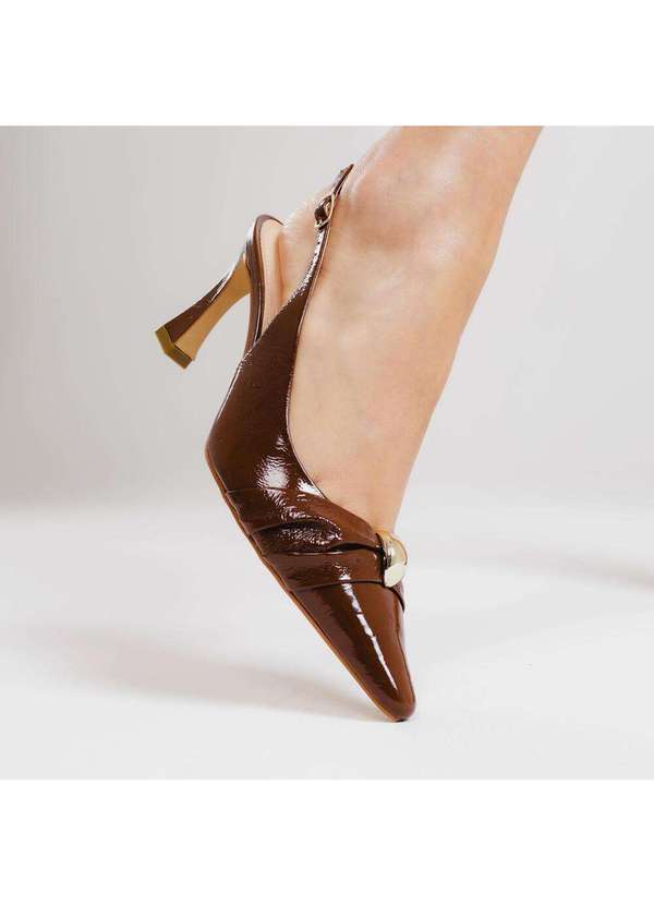 Cecconello - Slingback Couro Salto Médio Cecconello 2640008-1 Marrom 2