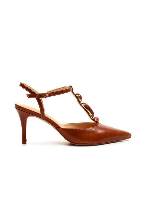 Cecconello - Slingback Couro Salto Médio Cecconello 2717003-3 Marrom