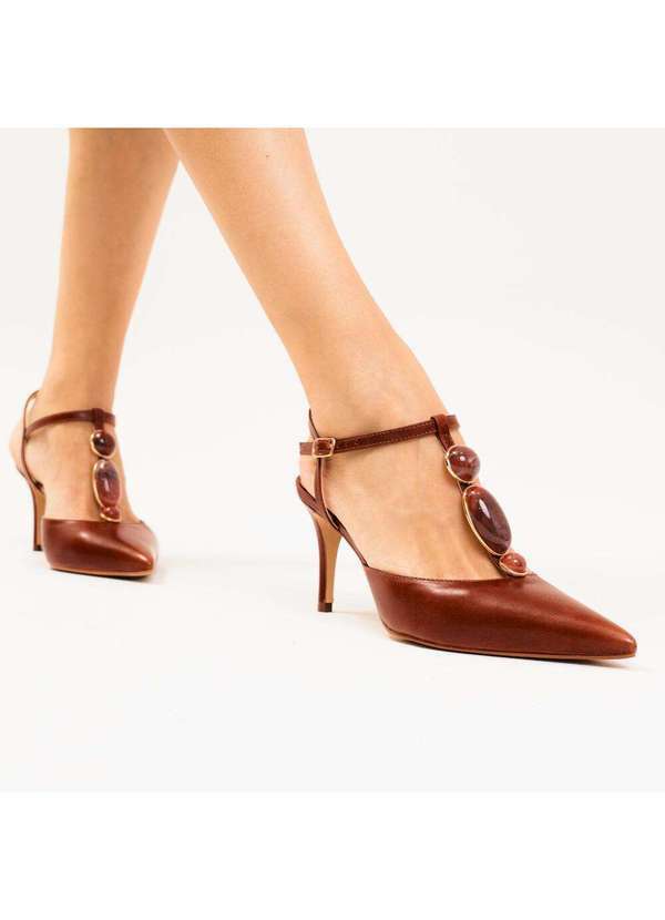 Cecconello - Slingback Couro Salto Médio Cecconello 2717003-3 Marrom 2