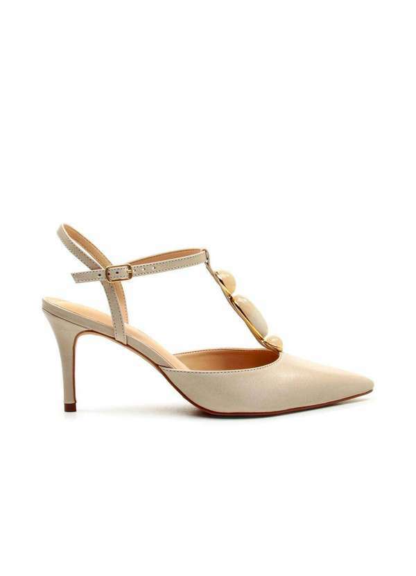 Cecconello - Slingback Couro Salto Médio Cecconello 2717003-2 Off White