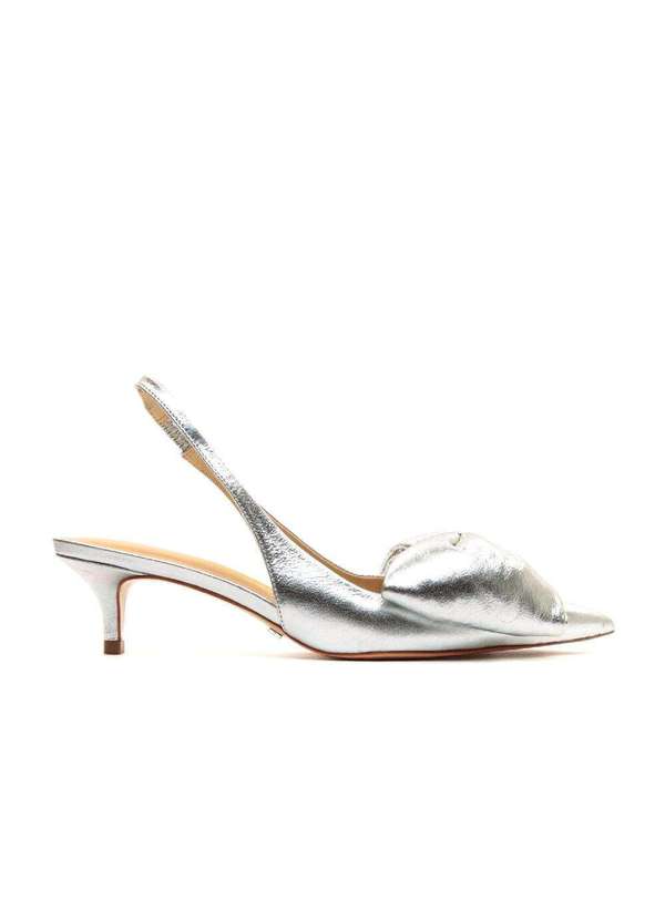 Cecconello - Slingback Couro Salto Baixo Cecconello 2389002-3 Prata