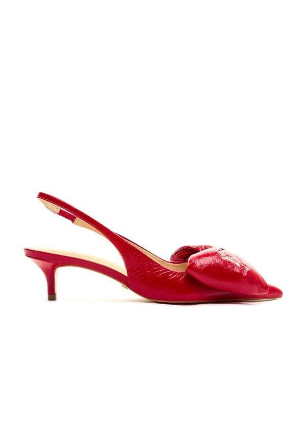 Cecconello - Slingback Couro Salto Baixo Cecconello 2389002-6 Vermelho