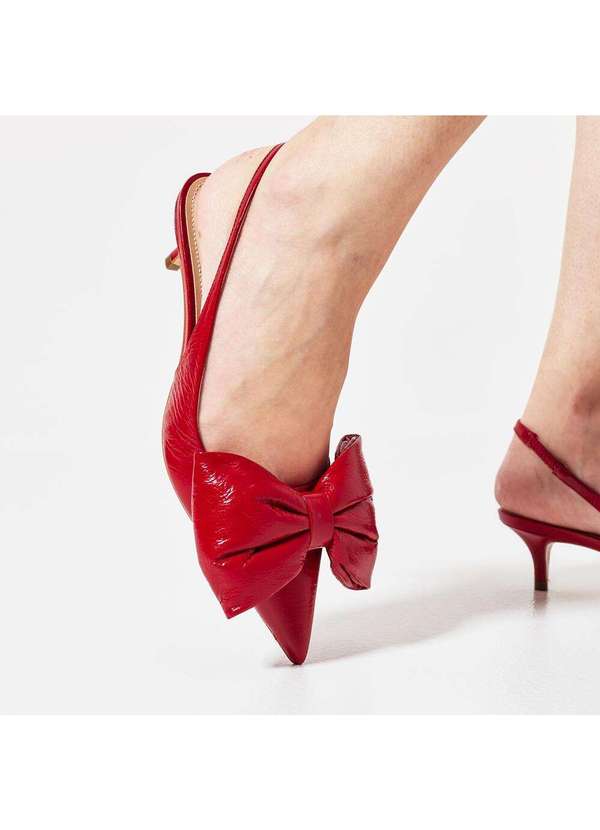 Cecconello - Slingback Couro Salto Baixo Cecconello 2389002-6 Vermelho 4