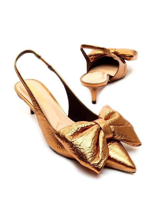 Cecconello - Slingback Couro Salto Baixo Cecconello 2389002-11 Bronze 5