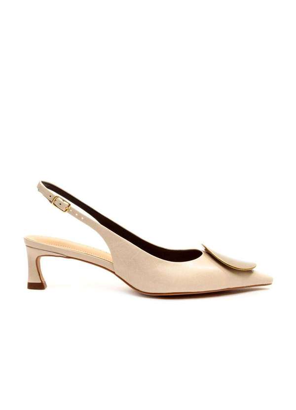 Cecconello - Slingback Couro Salto Baixo Cecconello 2639002-2 Off White