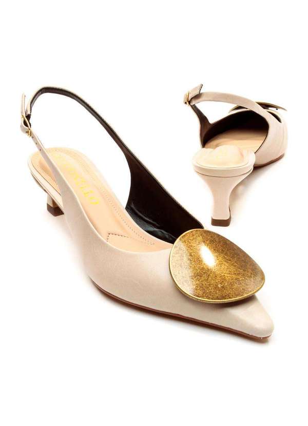 Cecconello - Slingback Couro Salto Baixo Cecconello 2639002-2 Off White 5