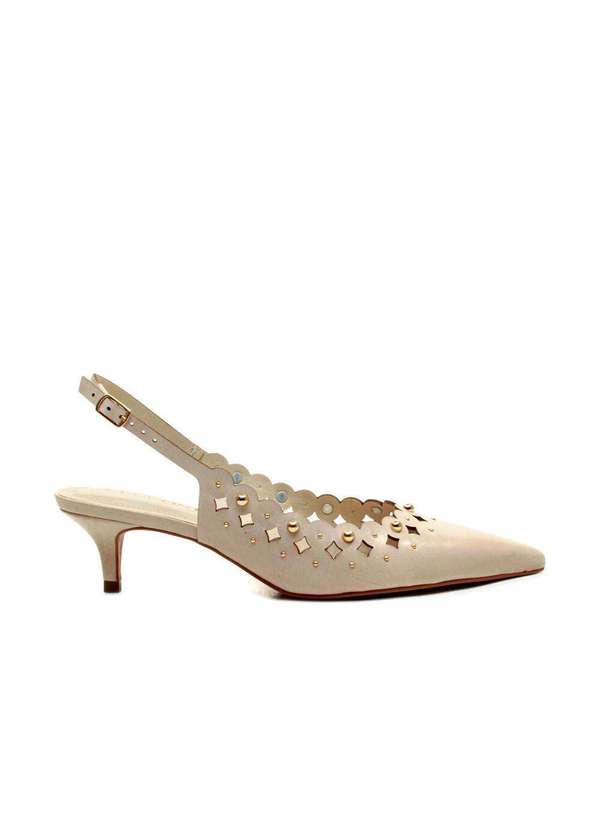 Cecconello - Slingback Couro Salto Baixo Cecconello 2716001-1 Off White