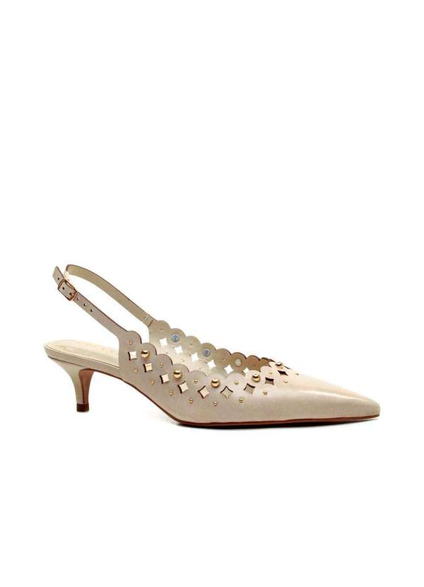 Cecconello - Slingback Couro Salto Baixo Cecconello 2716001-1 Off White 3