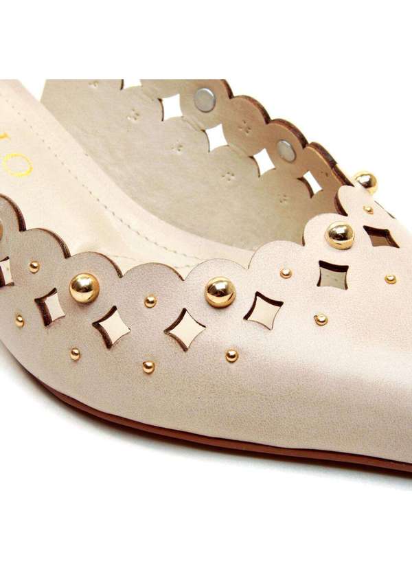 Cecconello - Slingback Couro Salto Baixo Cecconello 2716001-1 Off White 5