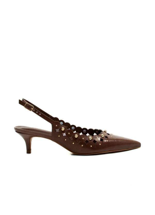 Cecconello - Slingback Couro Salto Baixo Cecconello 2716001-2 Marrom