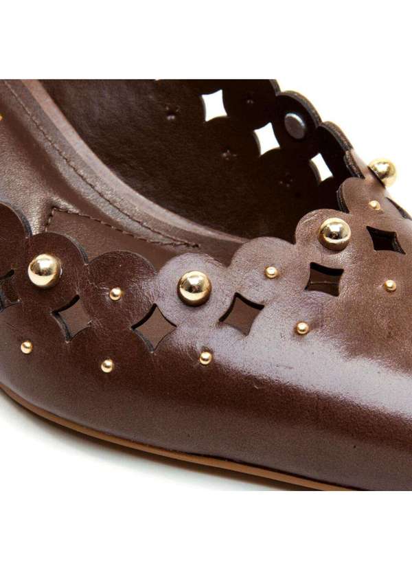 Cecconello - Slingback Couro Salto Baixo Cecconello 2716001-2 Marrom 5