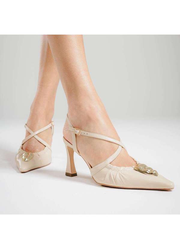 Cecconello - Slingback Couro Salto Médio Cecconello 2640009-1 Off White 2