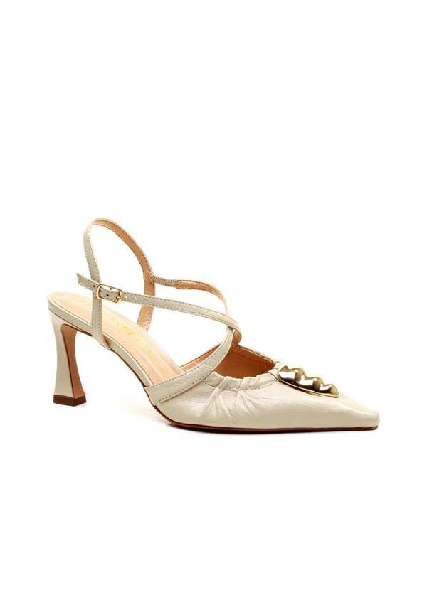 Cecconello - Slingback Couro Salto Médio Cecconello 2640009-1 Off White 3