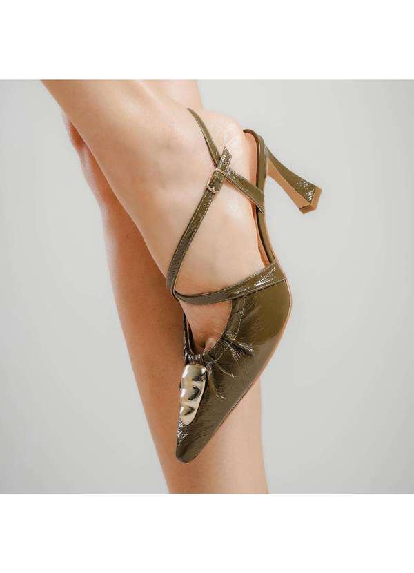 Cecconello - Slingback Couro Salto Médio Cecconello 2640009-2 Verde 2