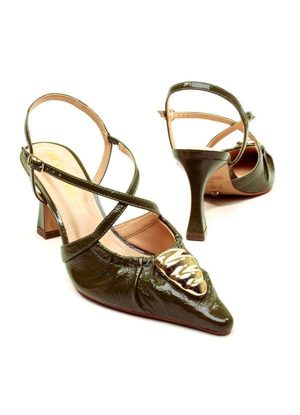 Cecconello - Slingback Couro Salto Médio Cecconello 2640009-2 Verde 5