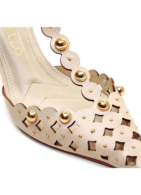 Cecconello - Slingback Couro Salto Médio Cecconello 2714001-1 Off White 5