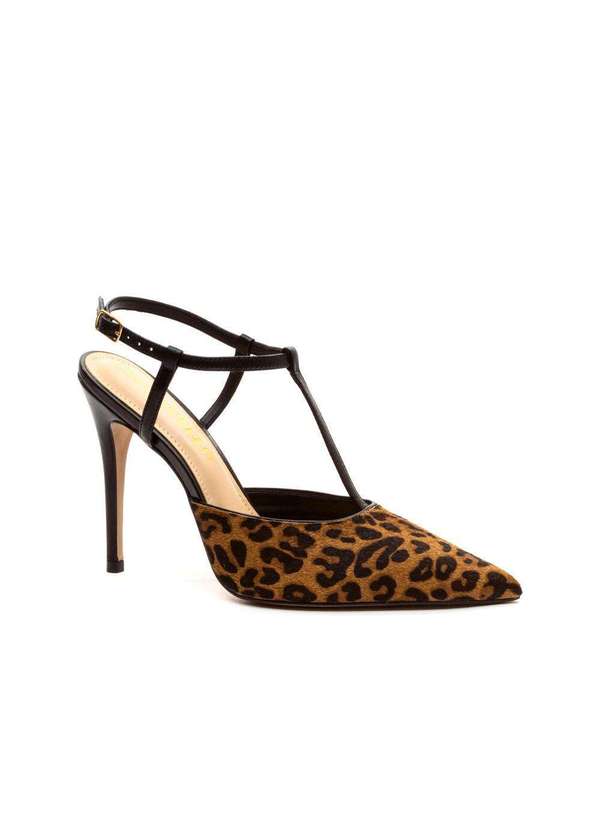 Cecconello - Slingback Couro Pelo Onça Salto Alto Cecconello 2624003-1 Onça/Camel 3