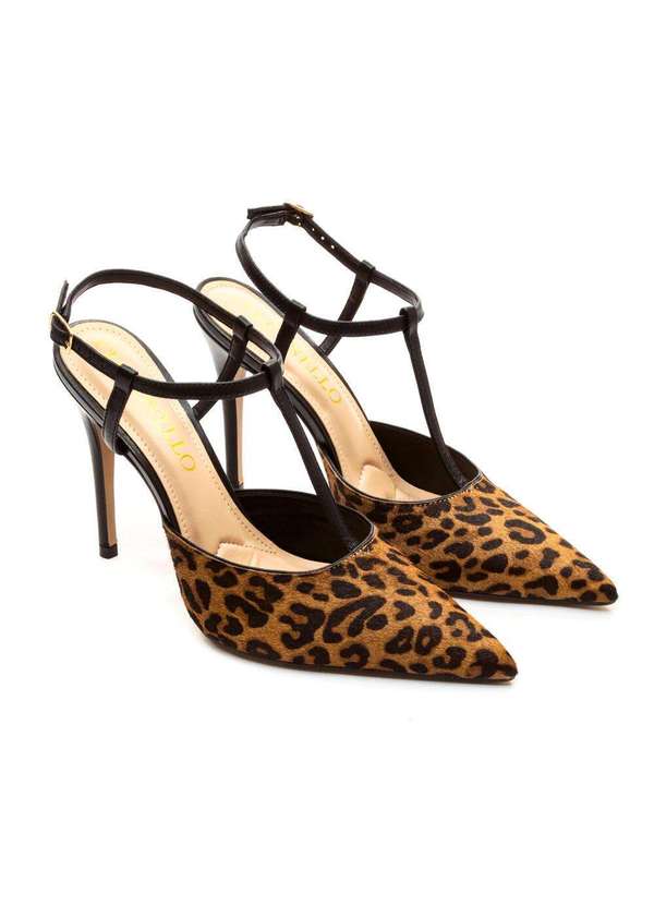 Cecconello - Slingback Couro Pelo Onça Salto Alto Cecconello 2624003-1 Onça/Camel 5