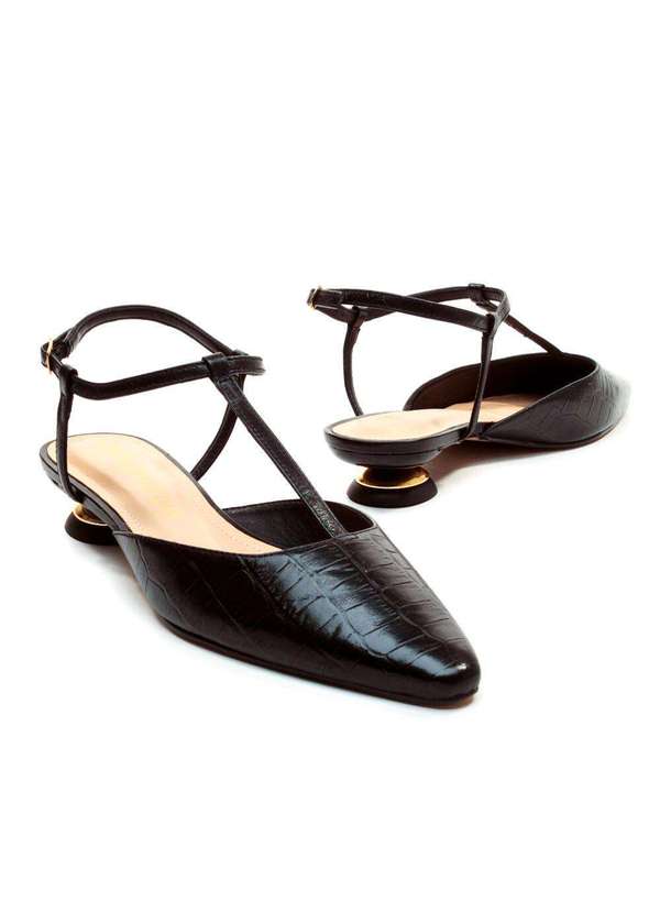 Cecconello - Slingback Couro Salto Baixo Cecconello 2644001-3 Preto 4