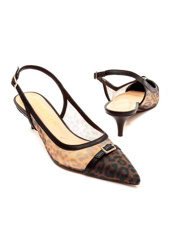 Cecconello - Slingback Couro Salto Baixo Cecconello 2629007-1 Preto 5