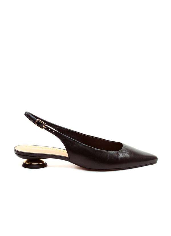 Cecconello - Slingback Couro Salto Baixo Cecconello 2645001-9 Preto