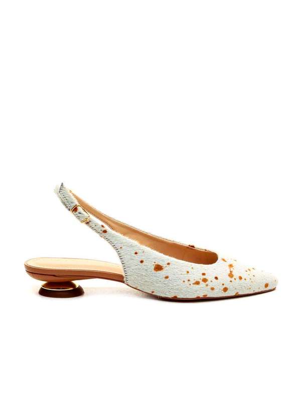 Cecconello - Slingback Couro Salto Baixo Cecconello 2645001-12 Branco