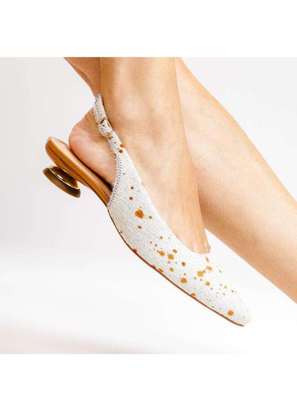 Cecconello - Slingback Couro Salto Baixo Cecconello 2645001-12 Branco 2