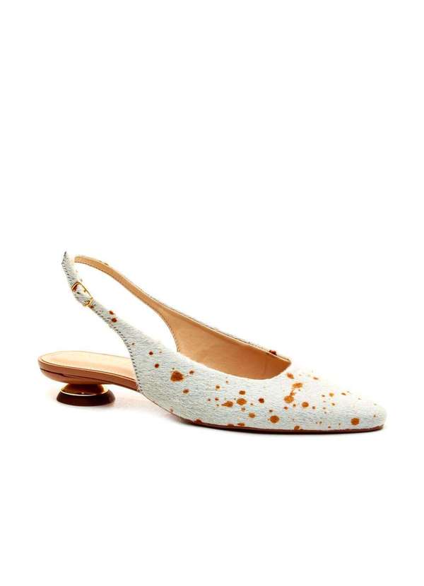 Cecconello - Slingback Couro Salto Baixo Cecconello 2645001-12 Branco 3