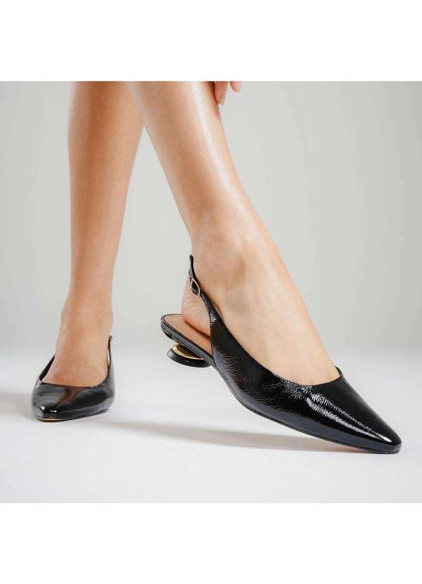 Cecconello - Slingback Couro Salto Baixo Cecconello 2645001-13 Preto 2