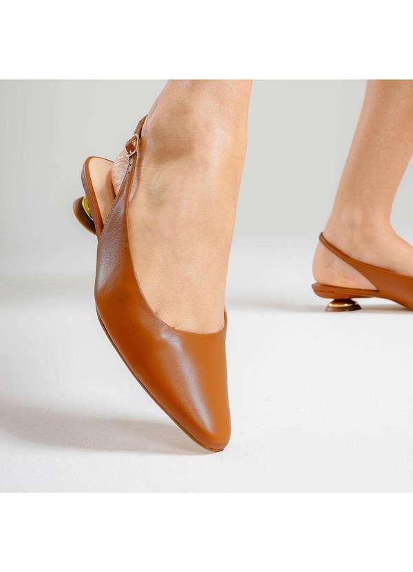 Cecconello - Slingback Couro Salto Baixo Cecconello 2645001-14 Marrom 2