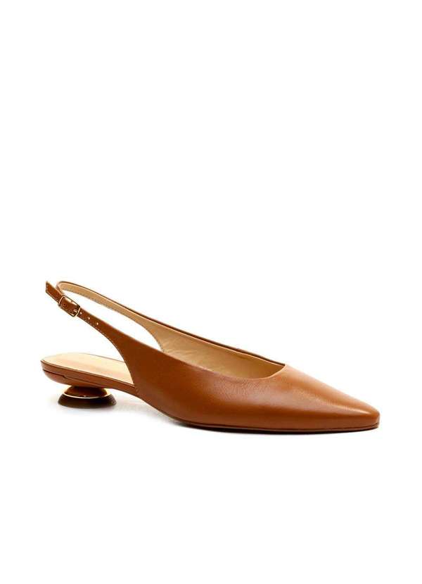 Cecconello - Slingback Couro Salto Baixo Cecconello 2645001-14 Marrom 3