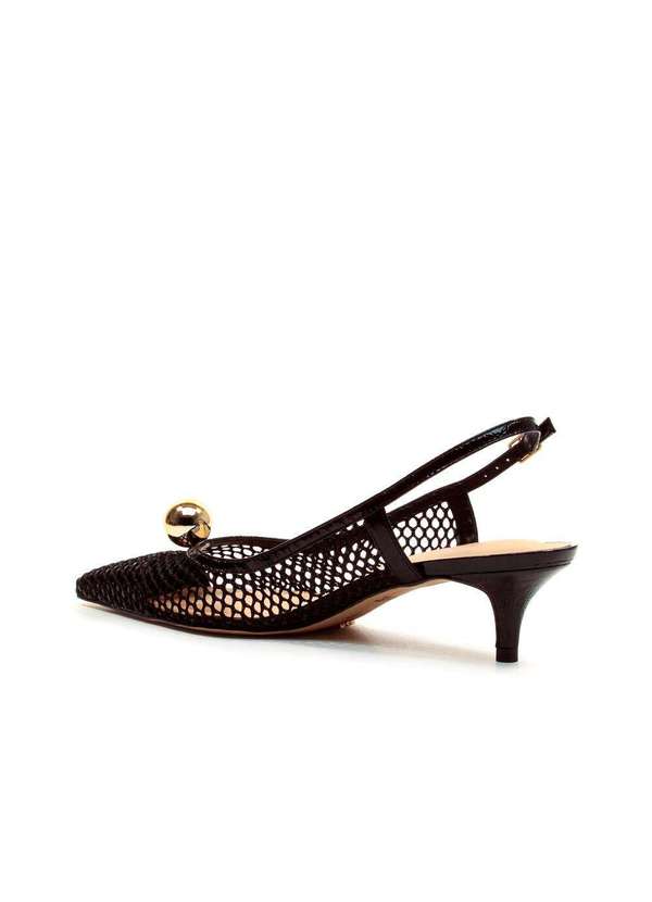 Cecconello - Slingback Couro Salto Baixo Cecconello 2716004-1 Preto 4