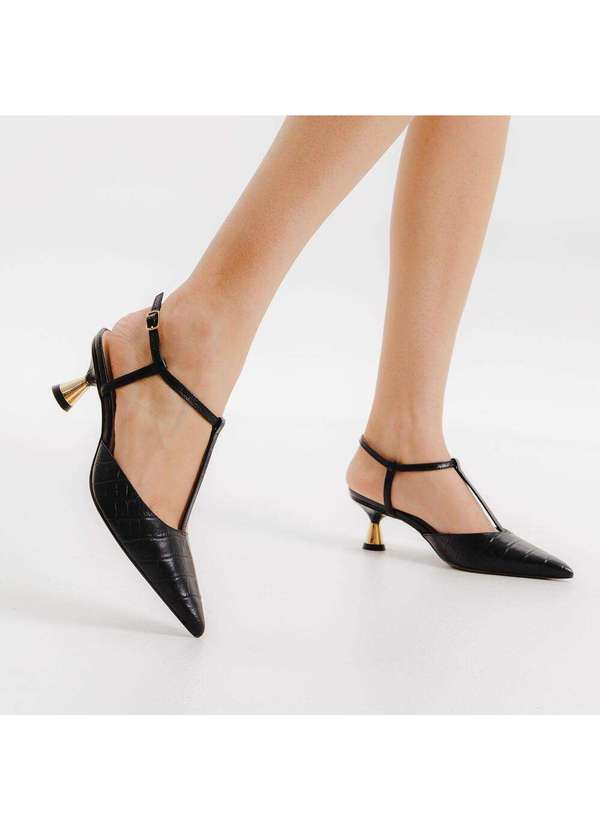 Cecconello - Slingback Couro Salto Médio Cecconello 2620006-1 Preto 2