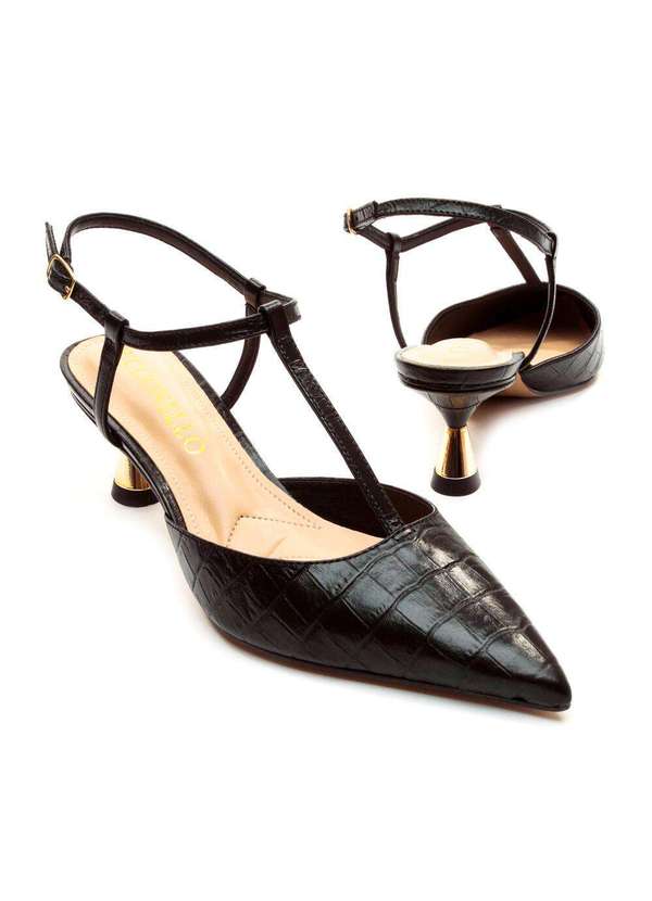 Cecconello - Slingback Couro Salto Médio Cecconello 2620006-1 Preto 5