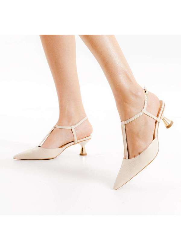 Cecconello - Slingback Couro Salto Médio Cecconello 2620006-2 Off White 2