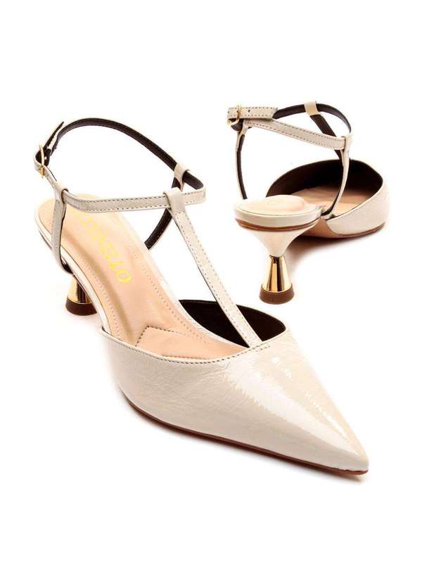 Cecconello - Slingback Couro Salto Médio Cecconello 2620006-2 Off White 5