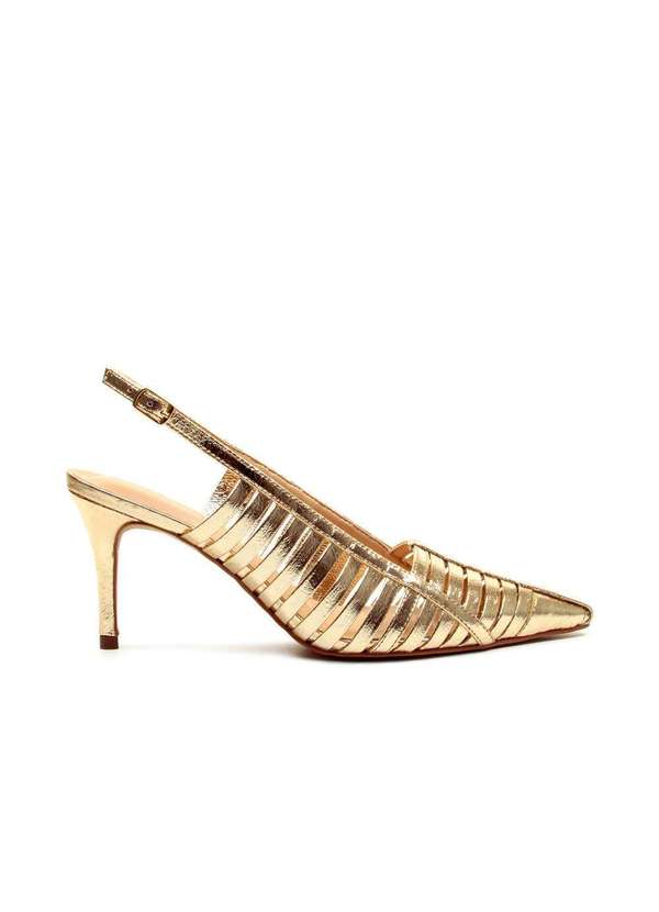 Cecconello - Slingback Couro Salto Médio Cecconello 2717005-2 Ouro Light