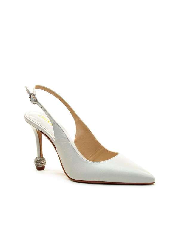 Cecconello - Slingback Couro Salto Alto Cecconello 2854001-1 Branco 3