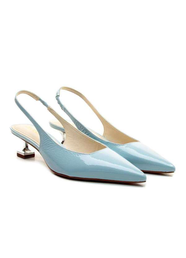 Cecconello - Slingback Couro Salto Baixo Cecconello 2393002-18 Azul 4