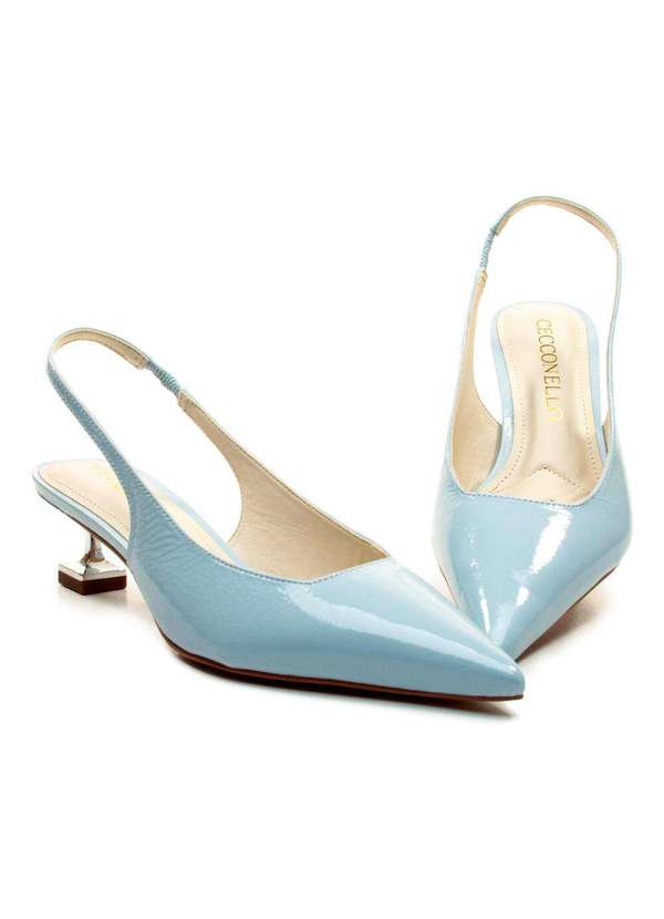 Cecconello - Slingback Couro Salto Baixo Cecconello 2393002-18 Azul 5