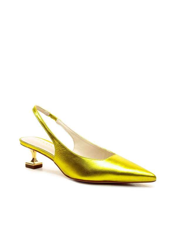 Cecconello - Slingback Couro Salto Baixo Cecconello 2393002-18 Citrus 2